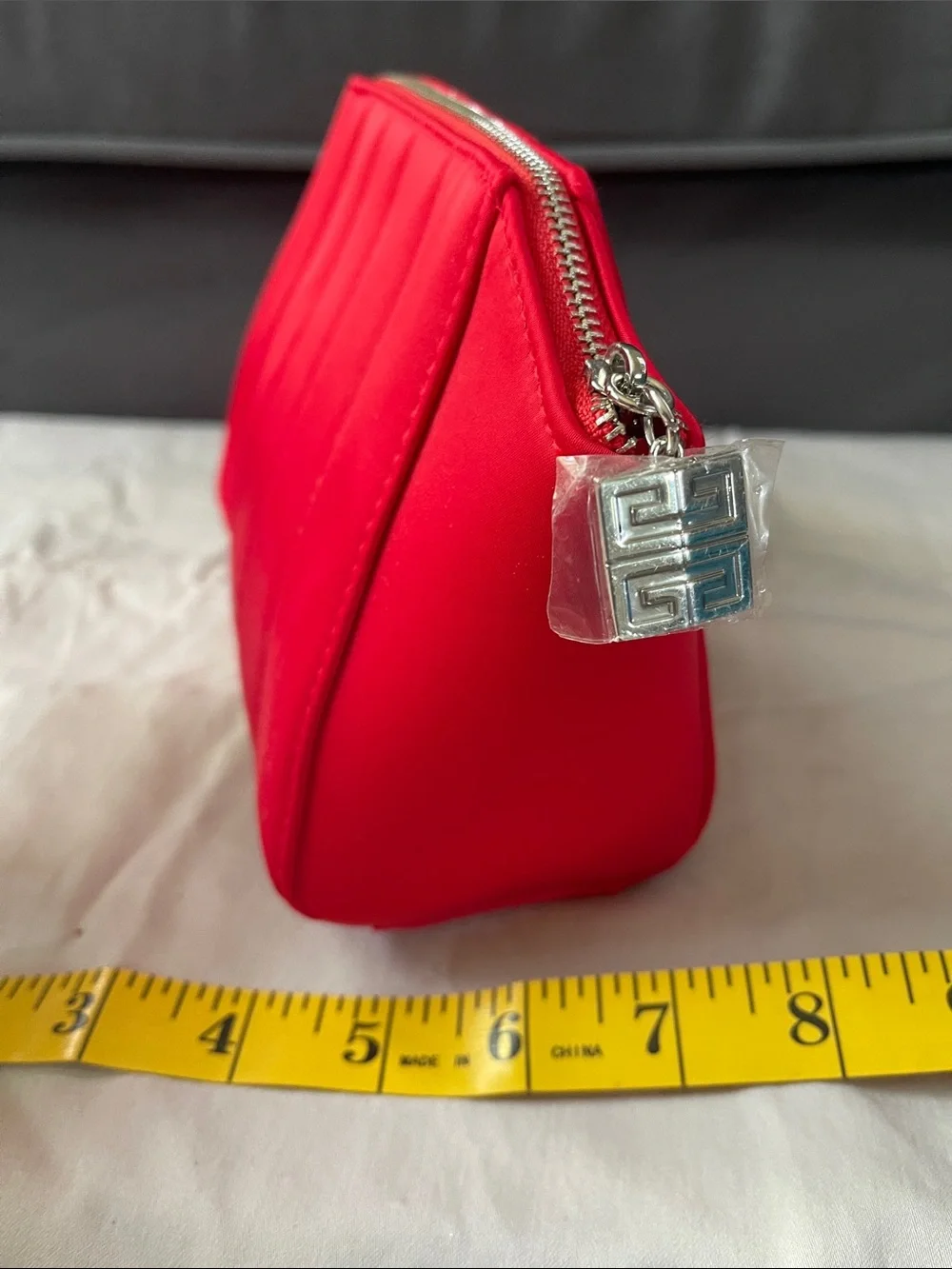Givenchy Bright Red Quilted Cosmetic Case with Silver Hardware